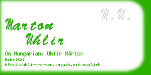 marton uhlir business card